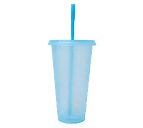 כוס רב־פעמית עם קשית מובנית